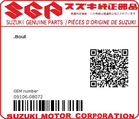 Product image: Suzuki - 09106-08072 - BOLT 