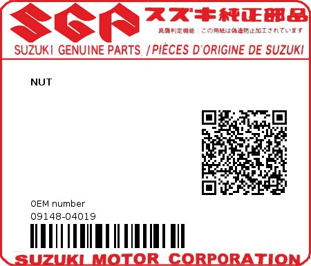 Product image: Suzuki - 09148-04019 - NUT 