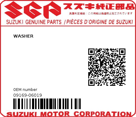 Product image: Suzuki - 09169-06019 - WASHER         