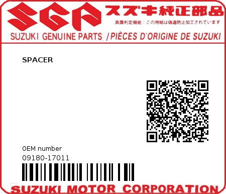 Product image: Suzuki - 09180-17011 - SPACER 