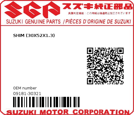 Product image: Suzuki - 09181-30321 - SHIM (30X52X1.3)  0