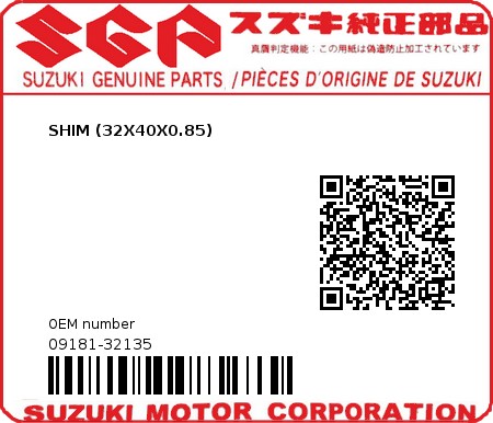 Product image: Suzuki - 09181-32135 - SHIM (32X40X0.85) 