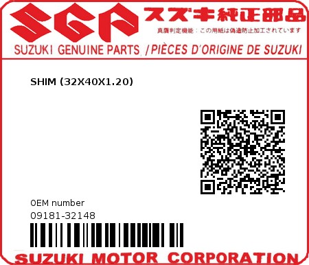 Product image: Suzuki - 09181-32148 - SHIM (32X40X1.20)  0