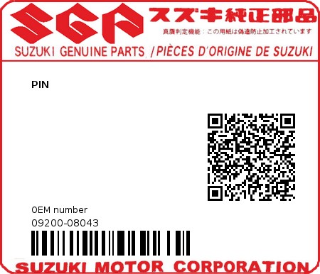 Product image: Suzuki - 09200-08043 - PIN  0