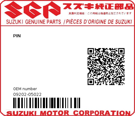 Product image: Suzuki - 09202-05022 - PIN 