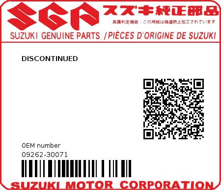 Product image: Suzuki - 09262-30071 - DISCONTINUED         