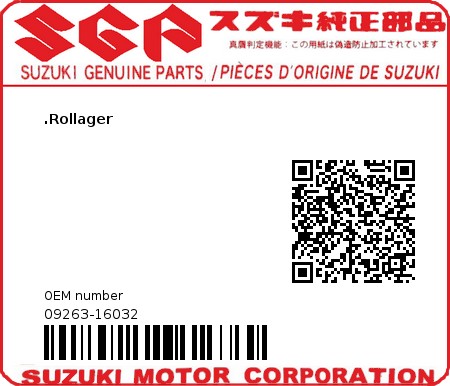 Product image: Suzuki - 09263-16032 - BEARING  0