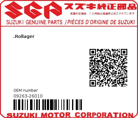 Product image: Suzuki - 09263-26010 - ROLLER BEARING  0