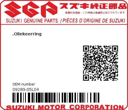 Product image: Suzuki - 09289-05L04 - .Oliekeerring 