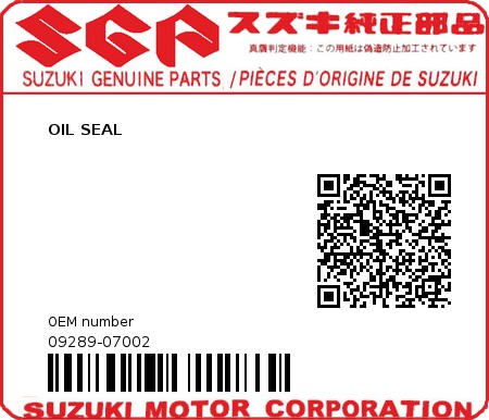 Product image: Suzuki - 09289-07002 - OIL SEAL 