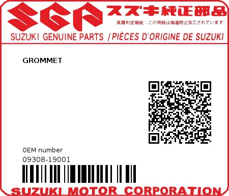 Product image: Suzuki - 09308-19001 - GROMMET  0