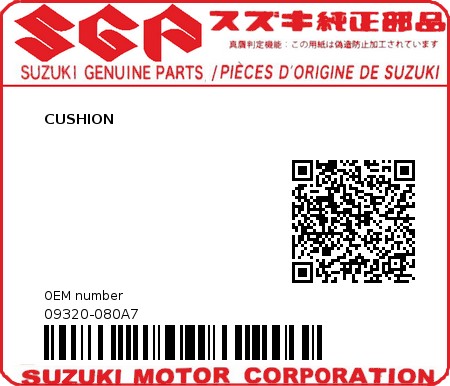 Product image: Suzuki - 09320-080A7 - CUSHION         