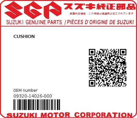 Product image: Suzuki - 09320-14026-000 - CUSHION 