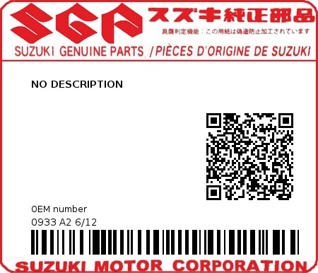 Product image: Suzuki - 0933 A2 6/12 - NO DESCRIPTION 