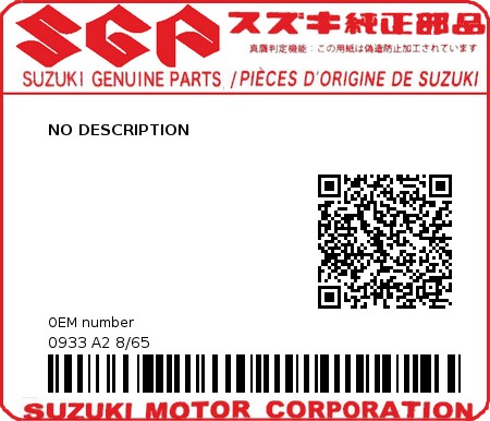 Product image: Suzuki - 0933 A2 8/65 - NO DESCRIPTION 