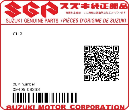 Product image: Suzuki - 09409-08333 - CLIP         