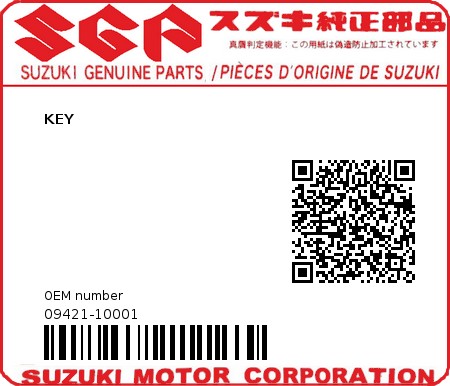 Product image: Suzuki - 09421-10001 - KEY  0
