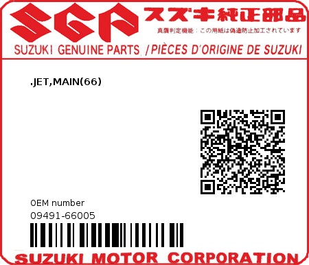 Product image: Suzuki - 09491-66005 - JET,MAIN (66)  0