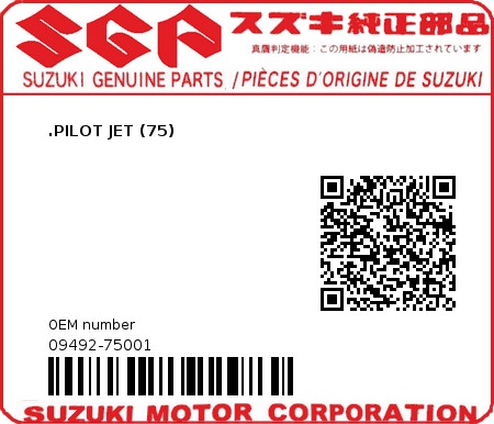 Product image: Suzuki - 09492-75001 - JET,PILOT 