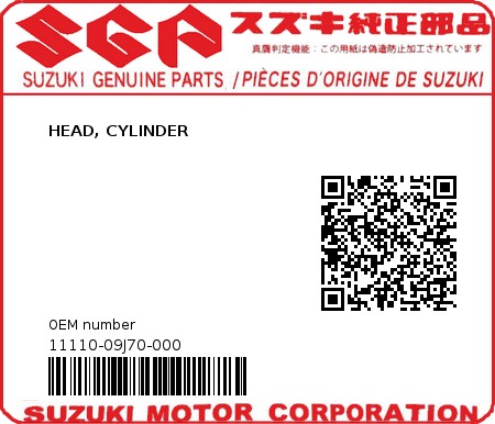Product image: Suzuki - 11110-09J70-000 - HEAD, CYLINDER  0
