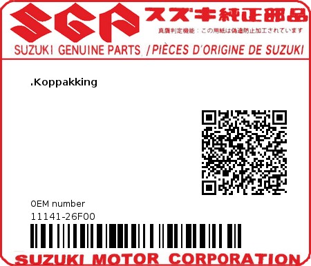 Product image: Suzuki - 11141-26F00 - .Koppakking  0