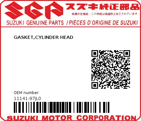 Product image: Suzuki - 11141-97JL0 - GASKET,CYLINDER 