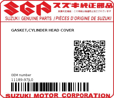 Product image: Suzuki - 11189-97JL0 - GASKET,CYLINDER 