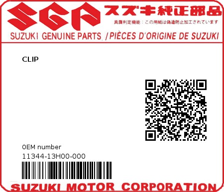 Product image: Suzuki - 11344-13H00-000 - CLIP  0