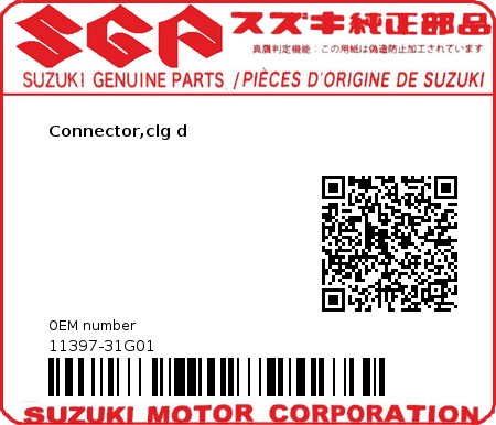 Product image: Suzuki - 11397-31G01 - Connector,clg d  0