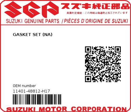 Product image: Suzuki - 11401-48812-H17 - GASKET SET (NA) 