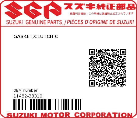 Product image: Suzuki - 11482-38310 - GASKET,CLUTCH C 