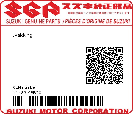 Product image: Suzuki - 11483-48B20 - GASKET,STARTER 