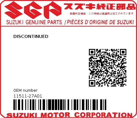 Product image: Suzuki - 11511-27A01 - DISCONTINUED         