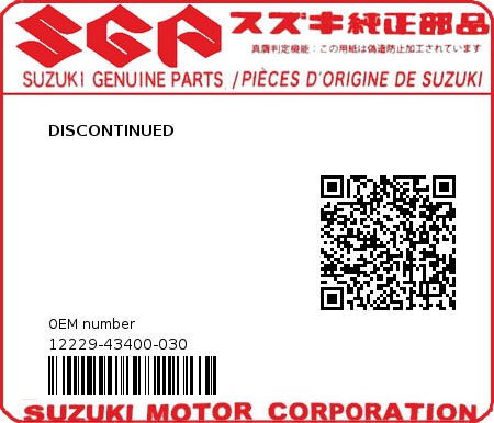 Product image: Suzuki - 12229-43400-030 - DISCONTINUED 