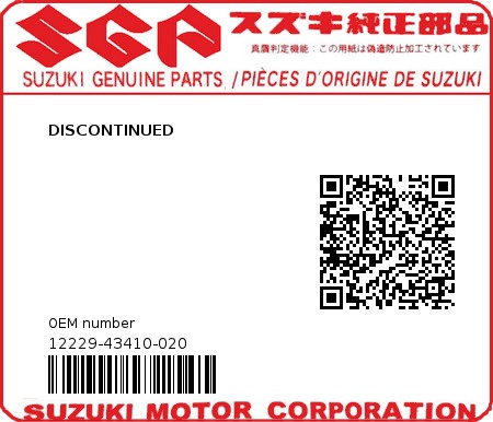 Product image: Suzuki - 12229-43410-020 - DISCONTINUED 