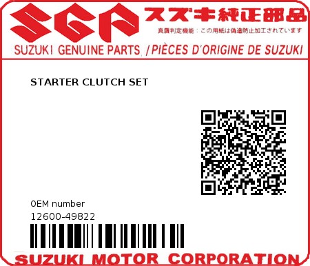 Product image: Suzuki - 12600-49822 - STARTER CLUTCH SET 