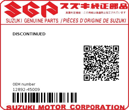 Product image: Suzuki - 12892-45009 - DISCONTINUED          0