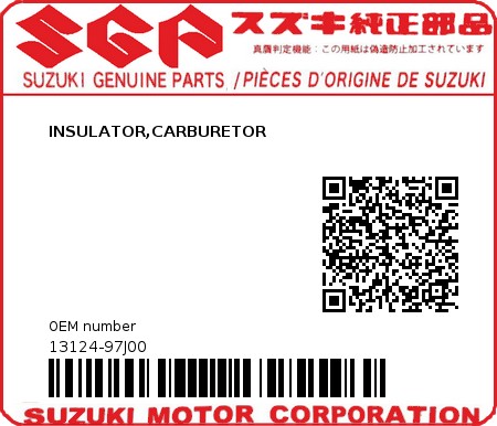 Product image: Suzuki - 13124-97J00 - INSULATOR,CARBU 