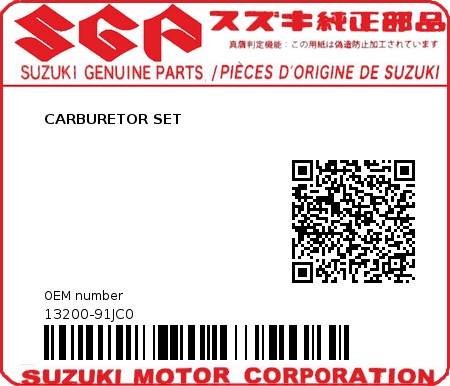 Product image: Suzuki - 13200-91JC0 - CARBURETOR SET 