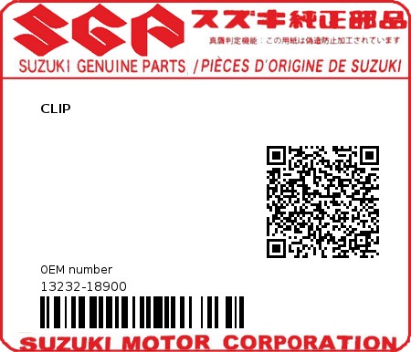 Product image: Suzuki - 13232-18900 - CLIP         