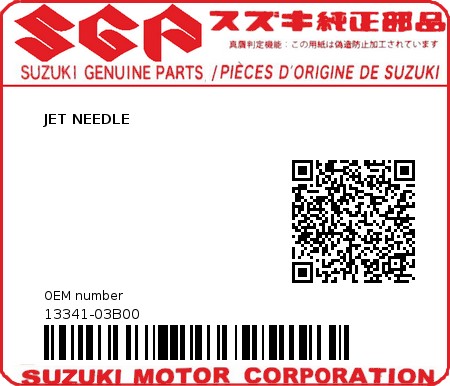 Product image: Suzuki - 13341-03B00 -  JET NEEDLE  0