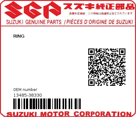 Product image: Suzuki - 13485-38330 - RING  0