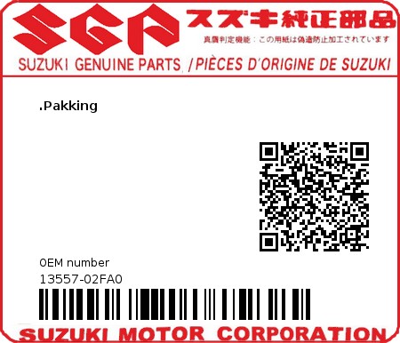 Product image: Suzuki - 13557-02FA0 - PACKING 