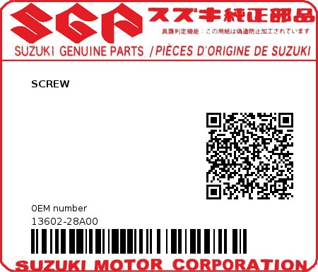 Product image: Suzuki - 13602-28A00 - SCREW 