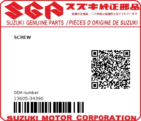 Product image: Suzuki - 13605-34390 - SCREW         