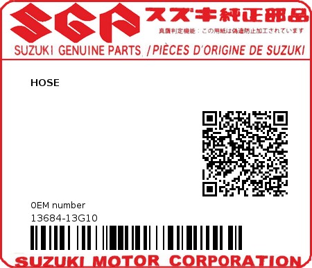 Product image: Suzuki - 13684-13G10 - HOSE         