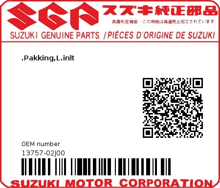 Product image: Suzuki - 13757-02J00 - GASKET,CASE  0