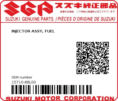 Product image: Suzuki - 15710-88L00 - INJECTOR ASSY,F 