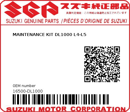 Product image: Suzuki - 16500-DL1000 - MAINTENANCE KIT DL1000 L4-L5 