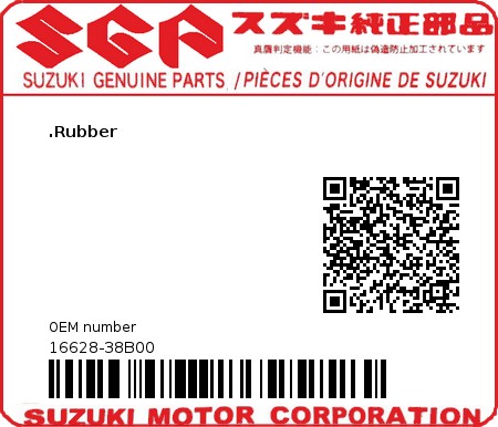 Product image: Suzuki - 16628-38B00 - .Rubber 